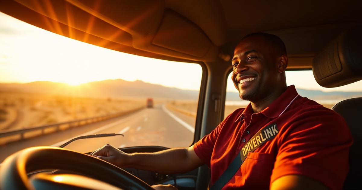 A DriverLink driver at the wheel at golden hour
